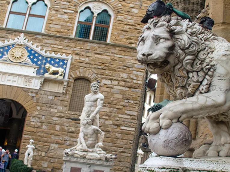 Statues outside a museum