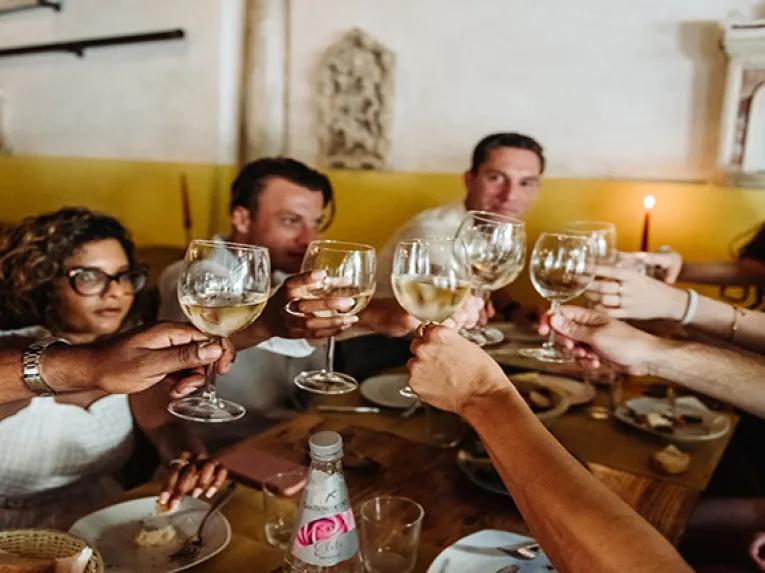 Friends drinking wine