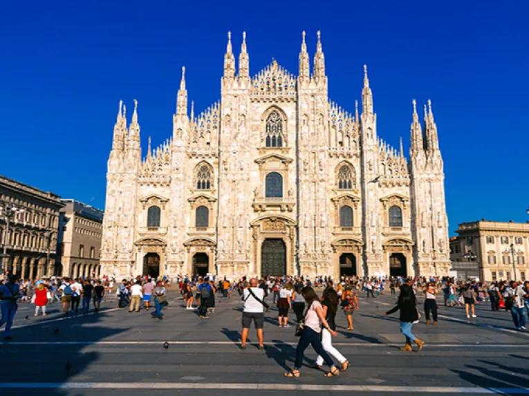 In the square looking at the Duomo