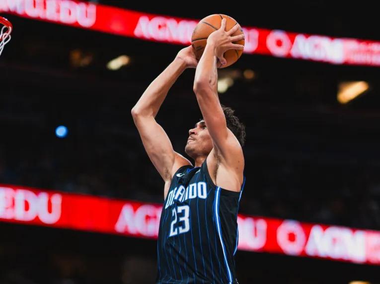 Player shooting at an Orlando Magic Basketball game