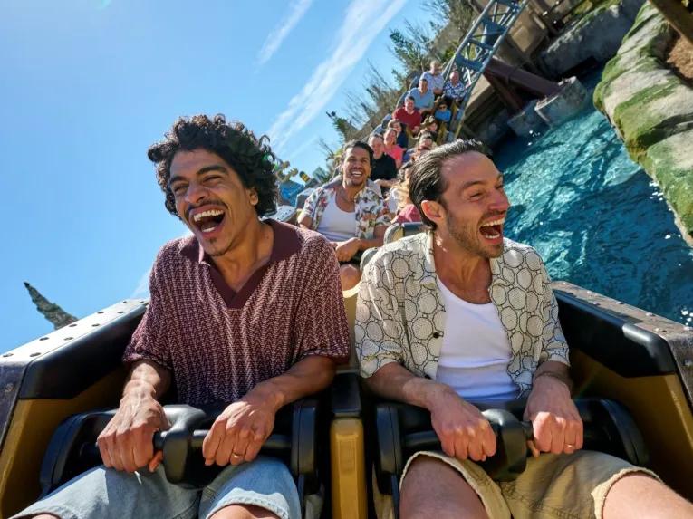 Guests on Hiccup's Wing Gliders at Universal Epic Universe