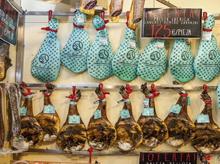 Meats hanging in shop