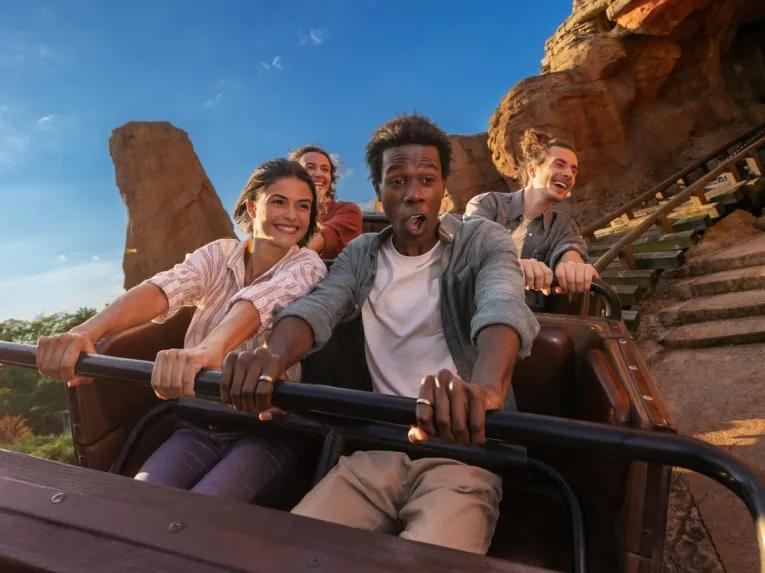 Guests on Big Thunder Mountain, Disneyland® Park