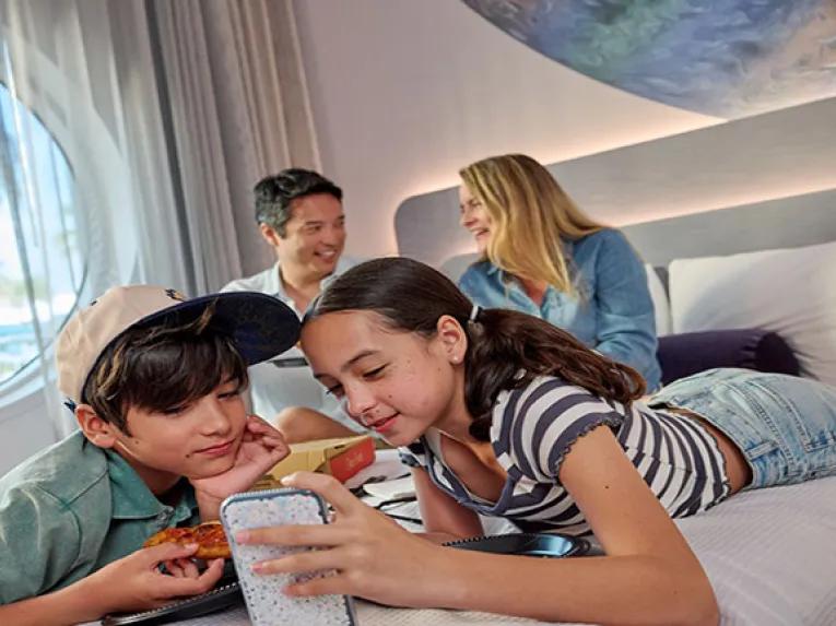 Family in hotel room