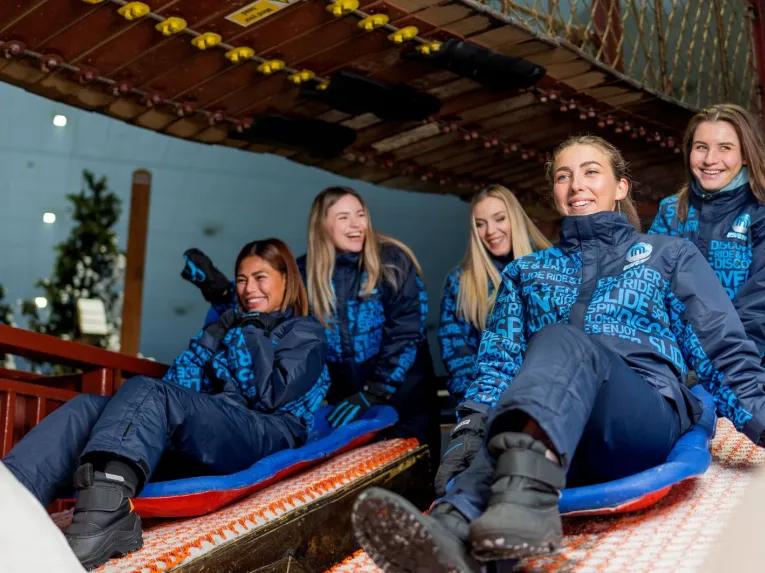 Guests enjoying the rides at Ski Dubai