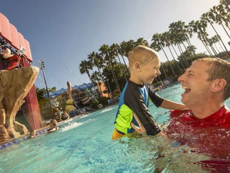 Father and son in the Fantasia Pool, Disney's All-Star Movies Resort