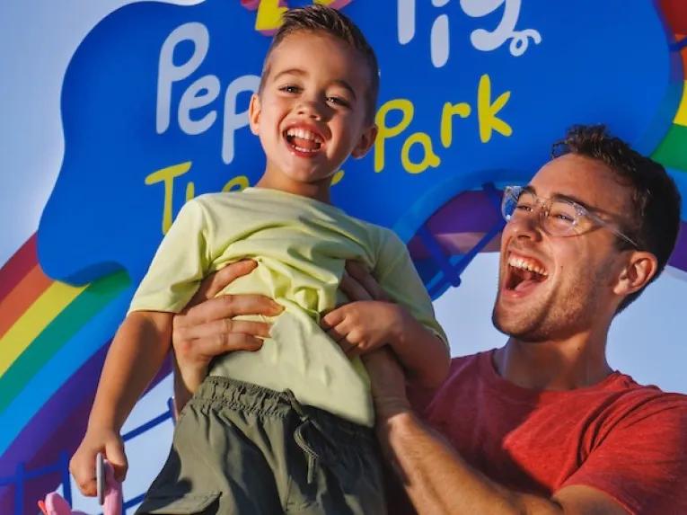 Guests at Peppa Pig theme Park in Florida entrance 