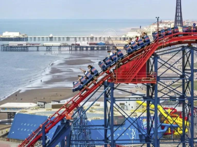 Blackpool Pleasure Beach Resort and big blue hotel