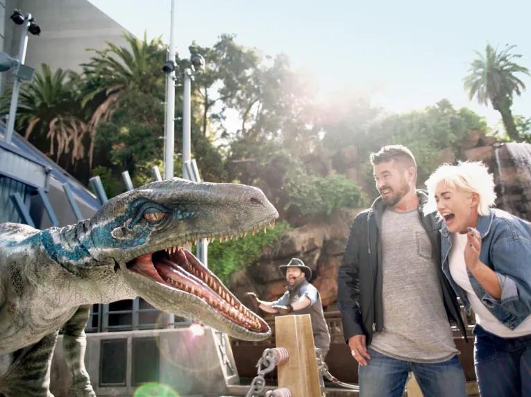 Guests at Jurassic World Universal Studios Hollywood